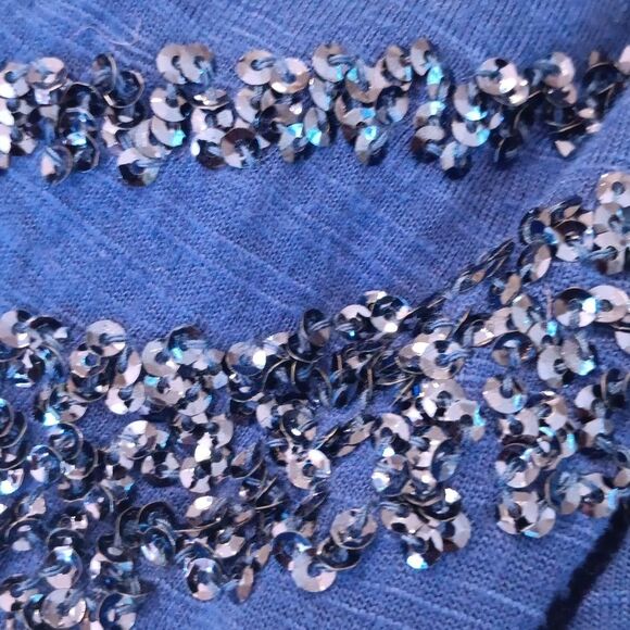 Coldwater Creek Navy Sequined Blouse. Dressy. Cocktail. Party. - Picture 9 of 9